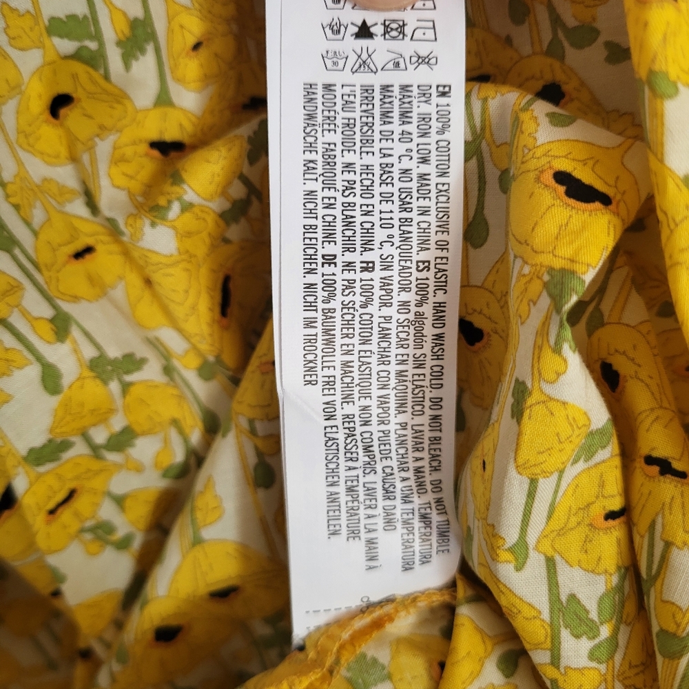 Hyacinth House Tuckernuck Yellow Poppies Cotton Blouse - Size Large - Picture 6 of 6